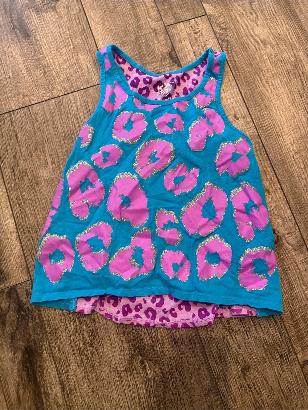 🏅 10/$10 Justice Blue & Pink Leopard Print Tank Top